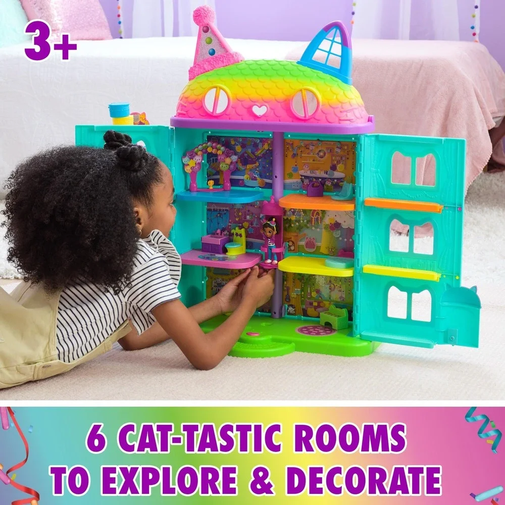 DREAMWORKS GABBY'S DOLLHOUSE, 14 Pc Celebration Dollhouse, 25-Inches Tall NEW